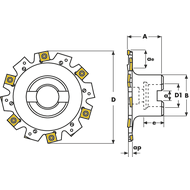 Disc milling cutters with collar 125x40mm, ap= 6mm, for 12 II SNHX1203T